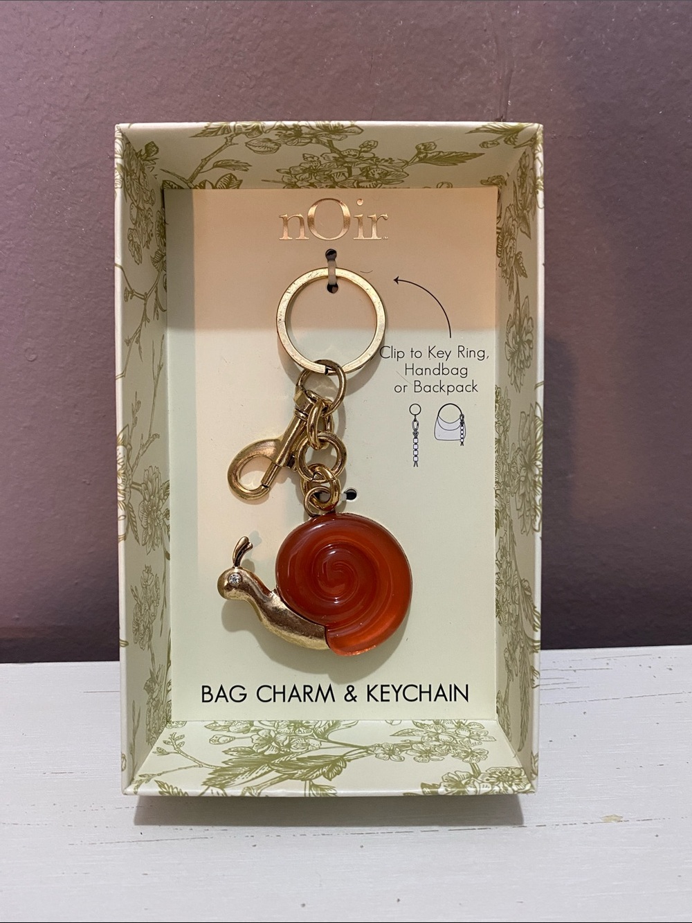 nOir - Gold & Orange Snail Bag Charm